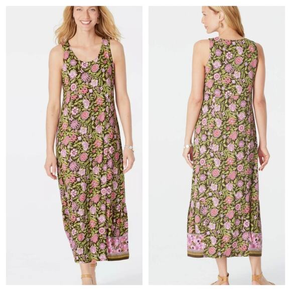 J.Jill Floral Knit Maxi Dress Size Large - Picture 1 of 7